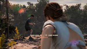 An Until Dawn 2 choice prompt displayed during a jungle encounter